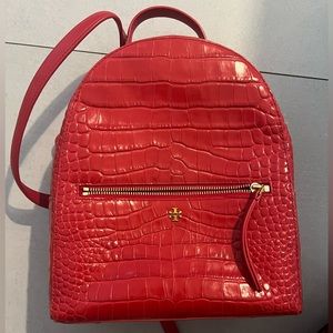 Tory Burch croc embossed backpack